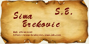 Sima Breković vizit kartica